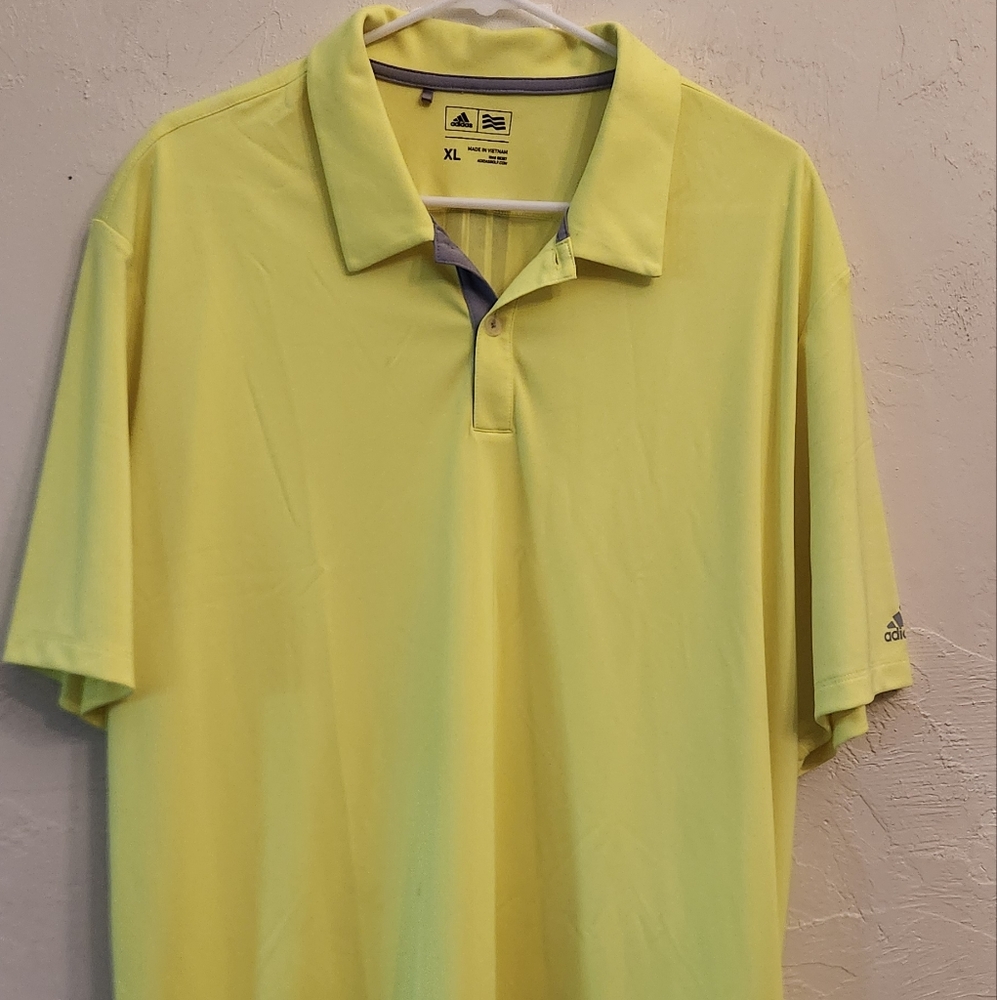 Adidas Yellow Polo Shirt Athletic Casual Wear